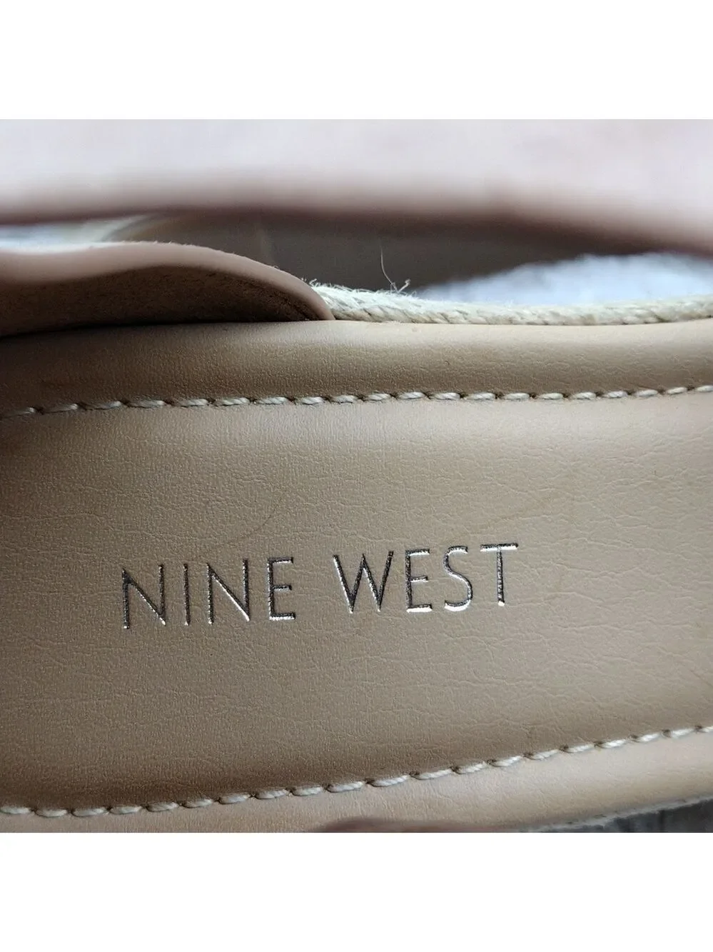NINE West Adell Pink Faux Suede Open Toe Ankle Strap Platform Wedge Espadrilles